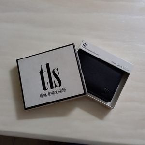 Men's casual black leather wallet mini